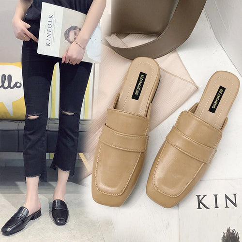 Damen elegante Mules mit schicker Schlaufenverzierung EB