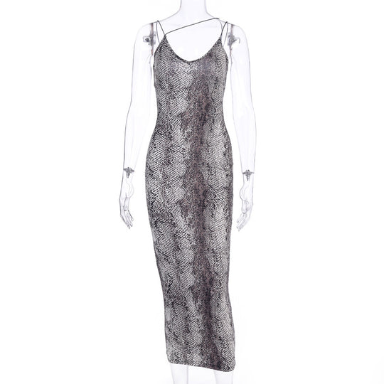 Damen Leopardenmuster Maxikleid EB