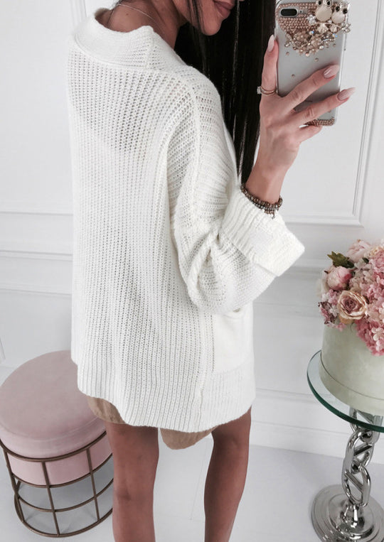 Damen Grobstrick Cardigan mit modischen Details und Taschen EB