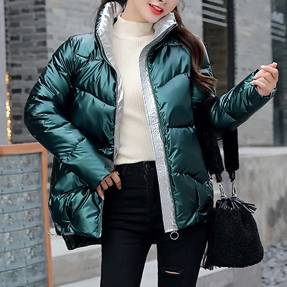 EB | Pufferjacke - Gequiltet und Leicht - Hoher Kragen - Glänzende Oberfläche - Warm und Bequem