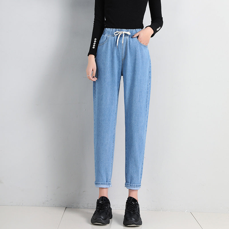 Damen Bequeme Jeans mit elastischem Bund und seitlichen Taschen EB