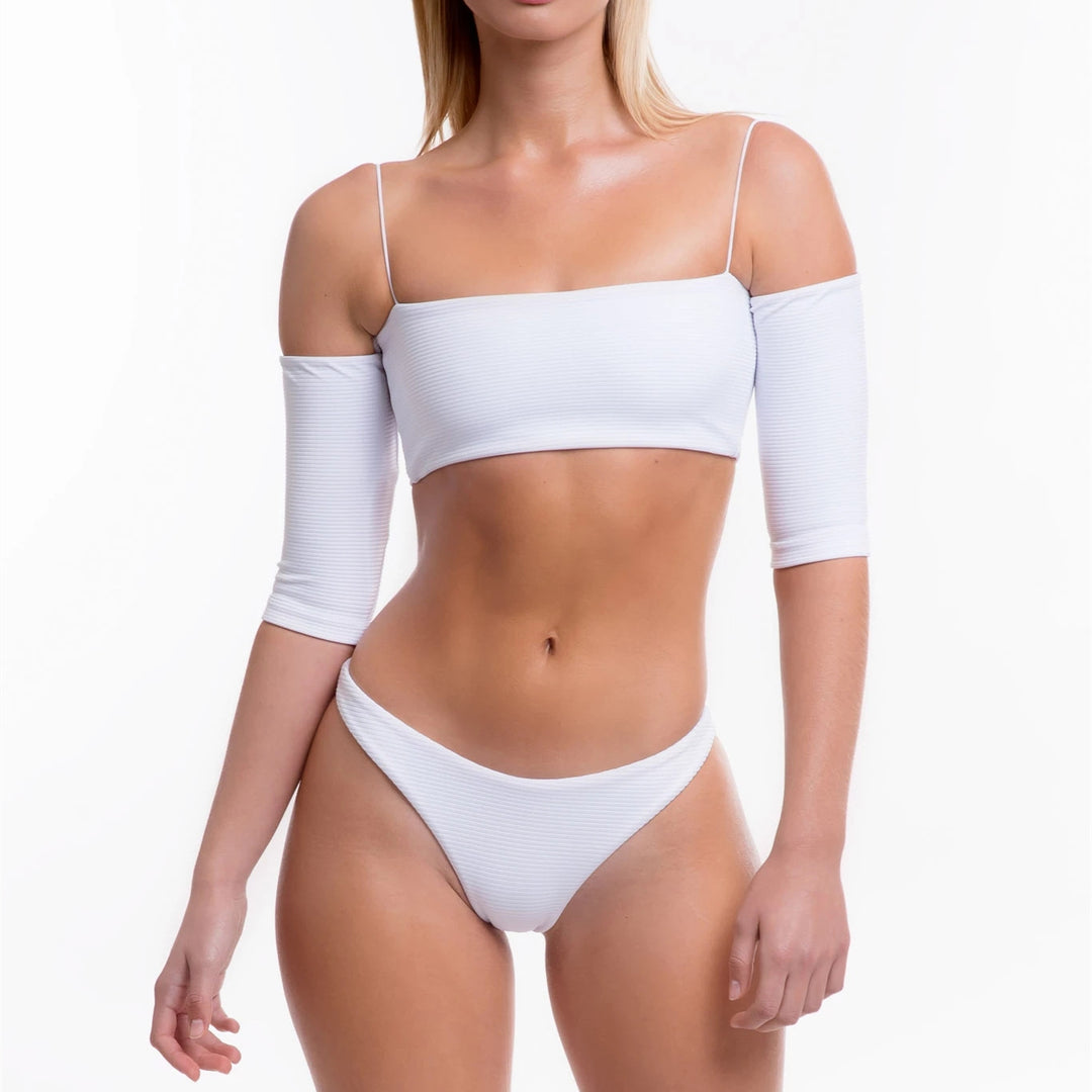Damen Zweiteiliges Bikini-Set mit abnehmbaren Ärmeln und elegantem Schnitt EB