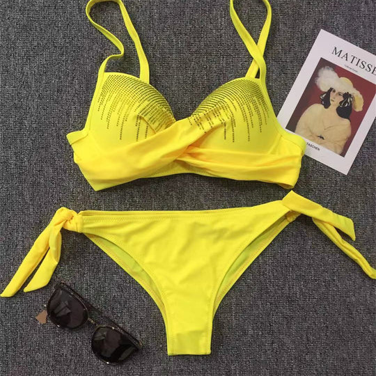 Damen Glamouröser Push-Up Bikini mit funkelnden Applikationen EB