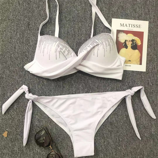 Damen Glamouröser Push-Up Bikini mit funkelnden Applikationen EB