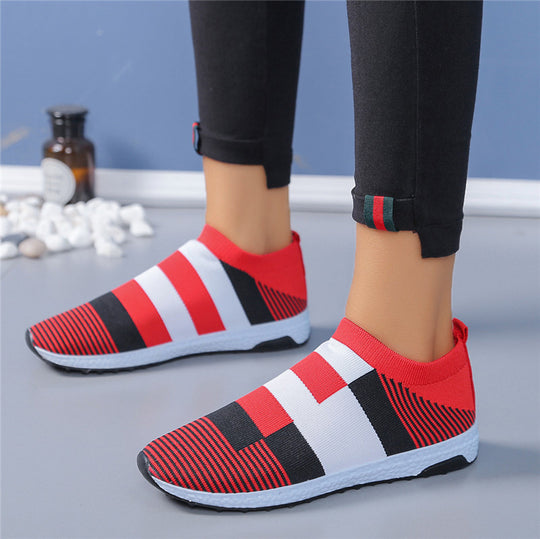 Damen Sportliche Slip-On Sneakers mit atmungsaktivem Obermaterial und rutschfester Sohle EB