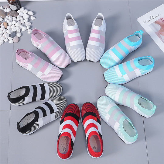 Damen Sportliche Slip-On Sneakers mit atmungsaktivem Obermaterial und rutschfester Sohle EB