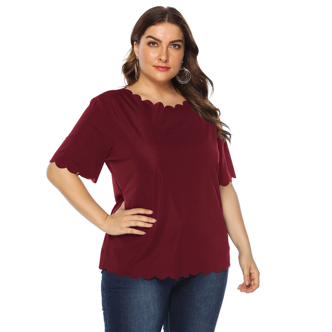 Damen elegantes Blusenshirt mit welligem Saum EB