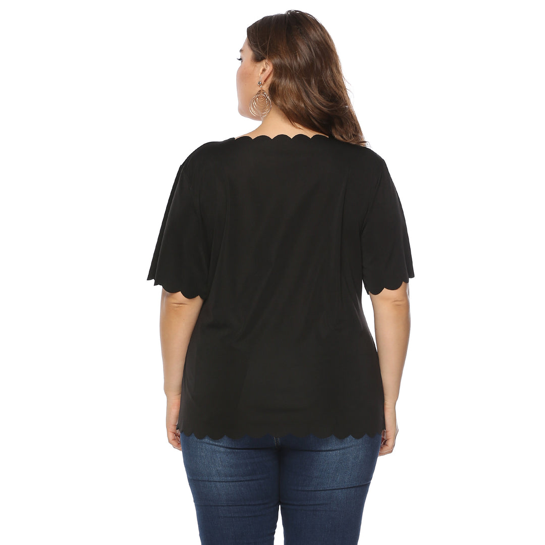 Damen elegantes Blusenshirt mit welligem Saum EB
