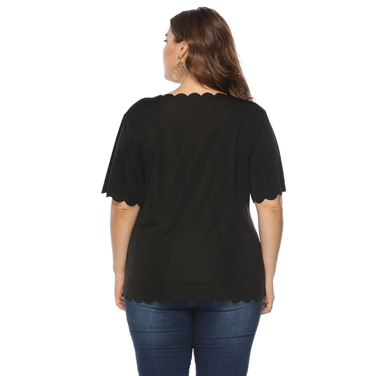 Damen elegantes Blusenshirt mit welligem Saum EB