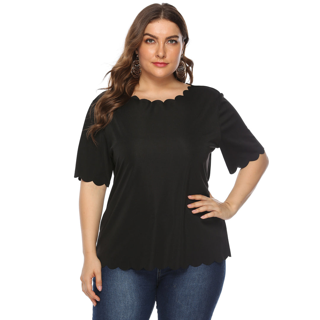 Damen elegantes Blusenshirt mit welligem Saum EB