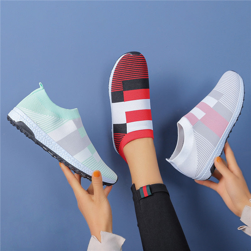Damen Sportliche Slip-On Sneakers mit atmungsaktivem Obermaterial und rutschfester Sohle EB