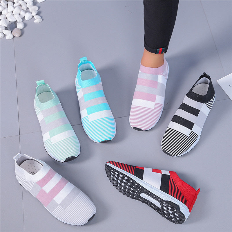 Damen Sportliche Slip-On Sneakers mit atmungsaktivem Obermaterial und rutschfester Sohle EB