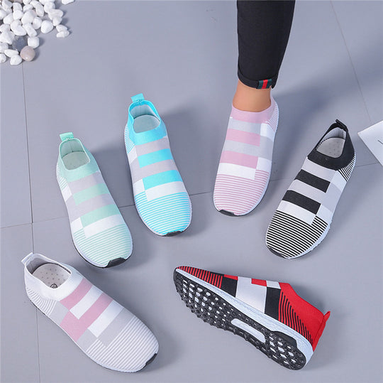 Damen Sportliche Slip-On Sneakers mit atmungsaktivem Obermaterial und rutschfester Sohle EB