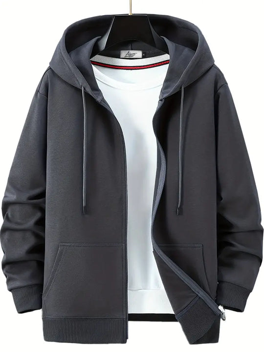 EB - Lässiger Herbst Full Zip Hoodie mit Kordelzug für Männer