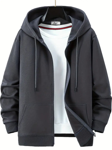 EB - Lässiger Herbst Full Zip Hoodie mit Kordelzug für Männer