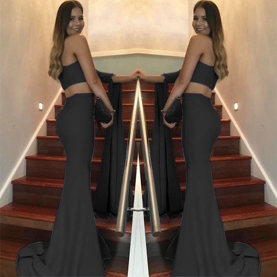 Damen elegantes schulterfreies Abendkleid mit asymmetrischem Schnitt und fließendem Stoff EB