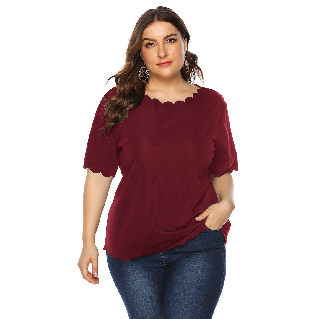 Damen elegantes Blusenshirt mit welligem Saum EB