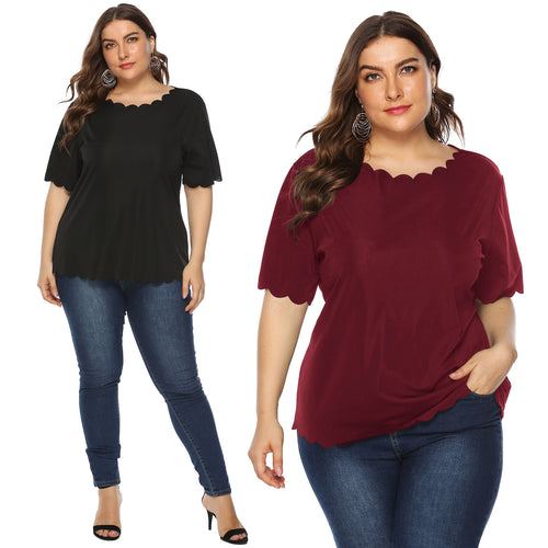 Damen elegantes Blusenshirt mit welligem Saum EB