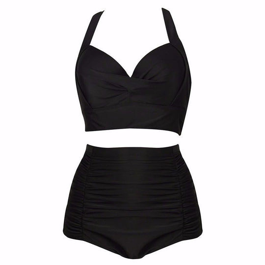 Damen Hochtailliertes Bikini-Set mit eleganter Raffung EB