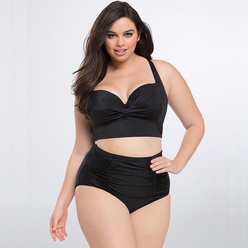 Damen Hochtailliertes Bikini-Set mit eleganter Raffung EB