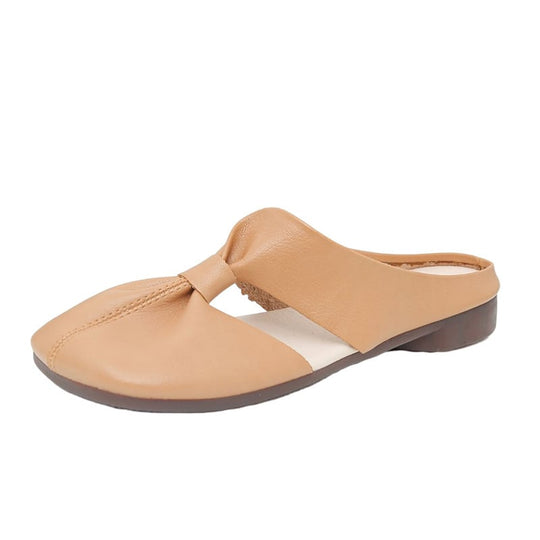 Flache Damen Pantoletten mit Schleife und Knoten EB EB