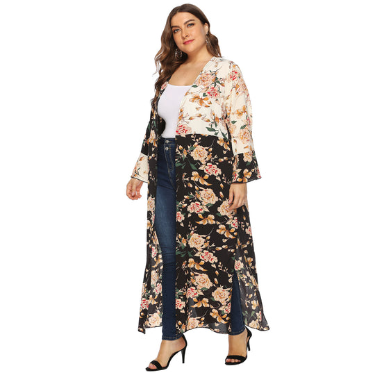 Damen floraler Kimono-Überwurf EB