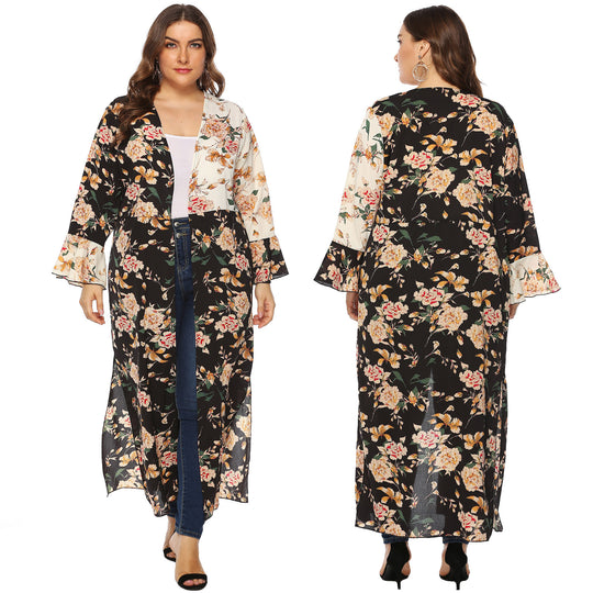 Damen floraler Kimono-Überwurf EB