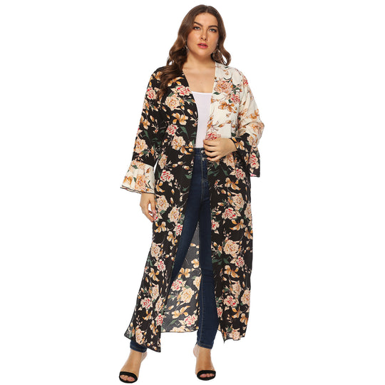 Damen floraler Kimono-Überwurf EB