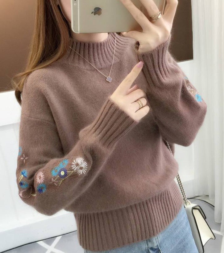 Damen Strickpullover mit eleganten Stickereien EB