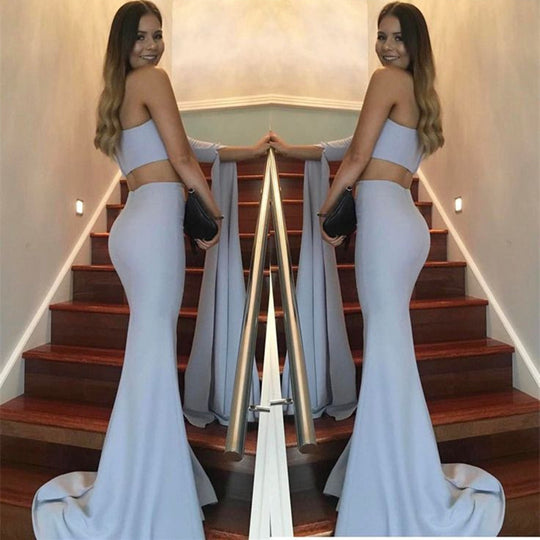 Damen elegantes schulterfreies Abendkleid mit asymmetrischem Schnitt und fließendem Stoff EB