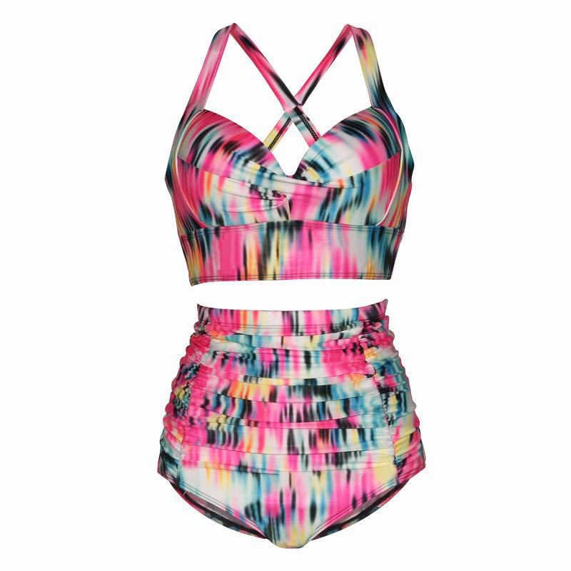 Damen Hochtailliertes Bikini-Set mit eleganter Raffung EB