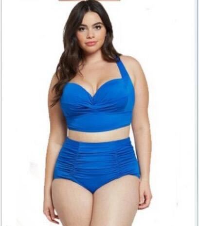 Damen Hochtailliertes Bikini-Set mit eleganter Raffung EB