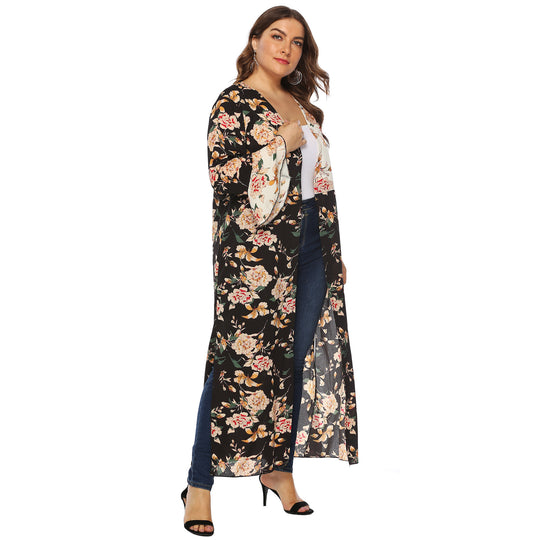 Damen floraler Kimono-Überwurf EB