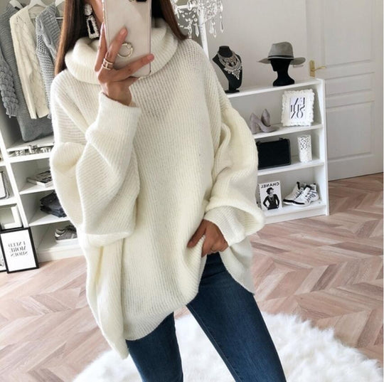 Damen gemütlicher Strickpullover mit weitem Schnitt EB