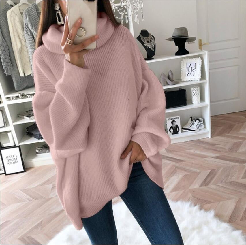 Damen gemütlicher Strickpullover mit weitem Schnitt EB