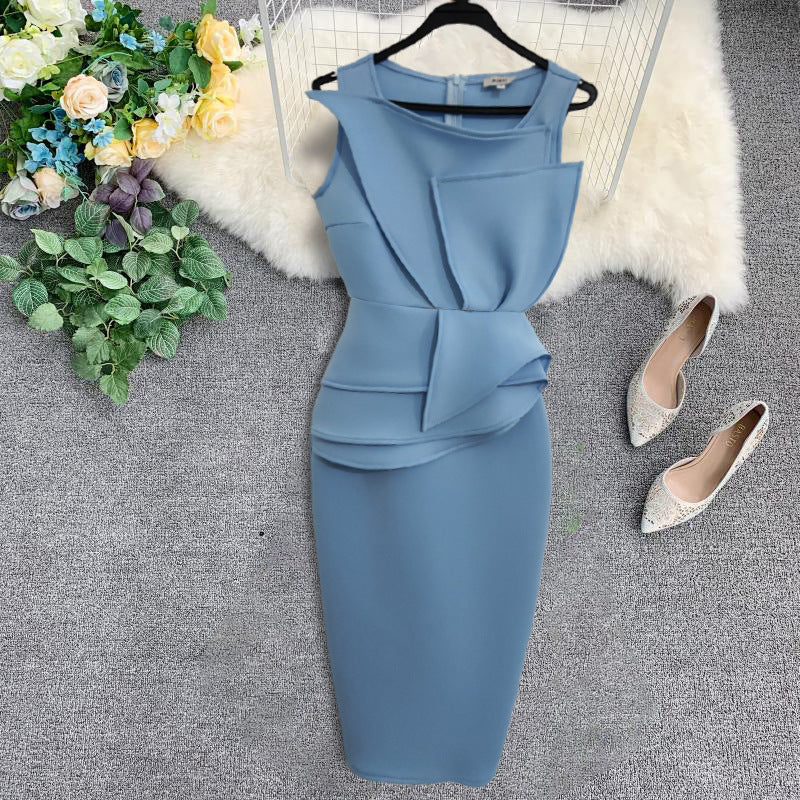 Damen Figurbetontes Kleid mit asymmetrischem Drapé und eleganter Hüftbetonung EB