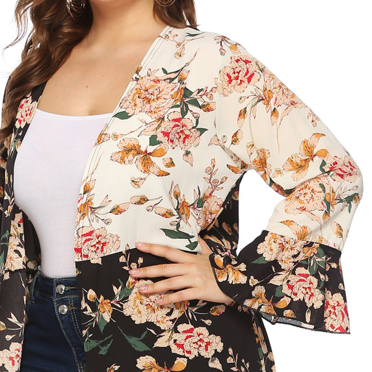 Damen floraler Kimono-Überwurf EB