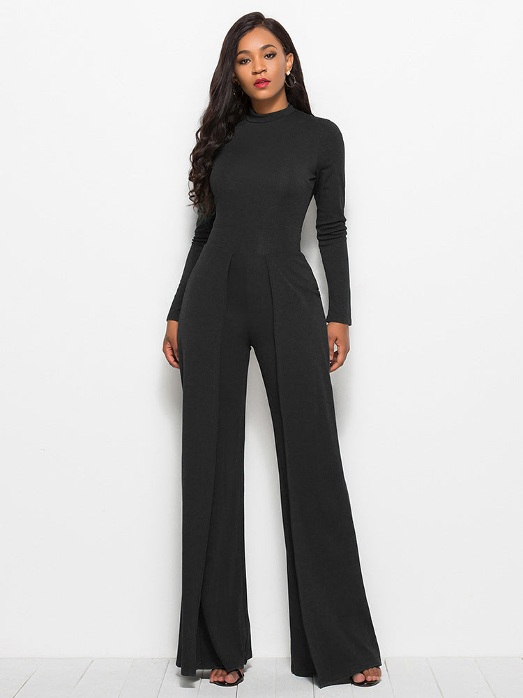 Damen Eleganter und fließender Jumpsuit mit langen Ärmeln EB