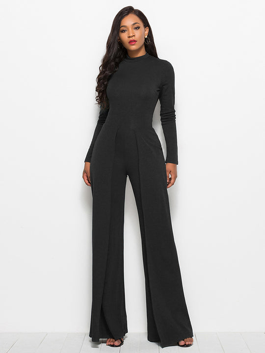 Damen Eleganter und fließender Jumpsuit mit langen Ärmeln EB