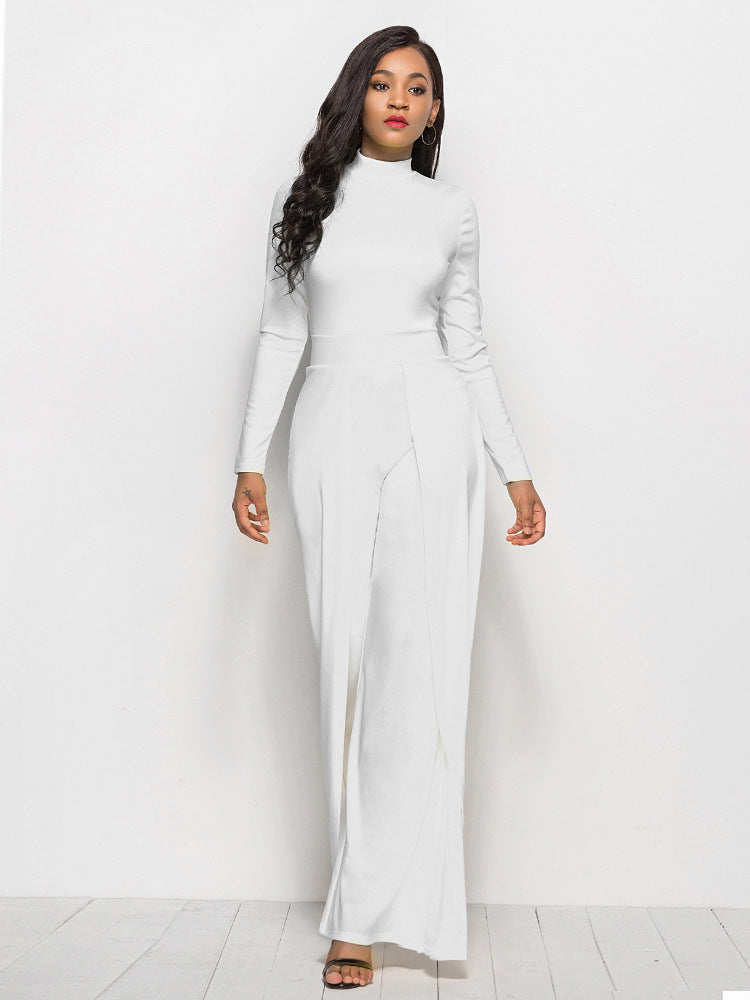 Damen Eleganter und fließender Jumpsuit mit langen Ärmeln EB