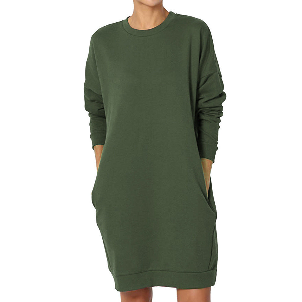 Damen Sweatkleid mit praktischen Taschen und lässigem Schnitt EB