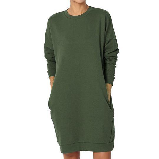 Damen Sweatkleid mit praktischen Taschen und lässigem Schnitt EB