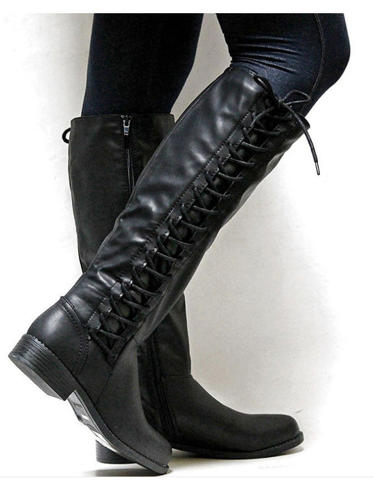 Elegante Hohe Damenstiefel mit Schnürdetails EB