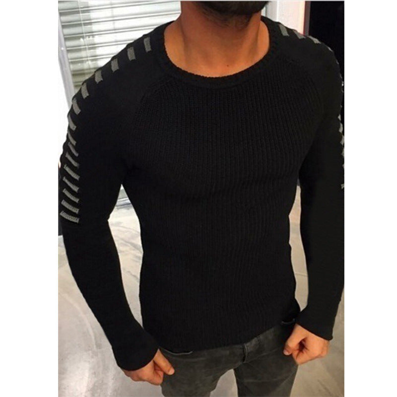 Herren stylischer Feinstrickpullover mit modischen Kontraststreifen EB