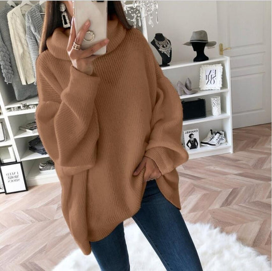 Damen gemütlicher Strickpullover mit weitem Schnitt EB