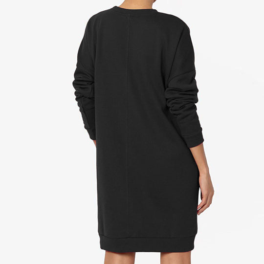Damen gemütliches Sweatkleid mit praktischen Seitentaschen und lockerem Schnitt EB