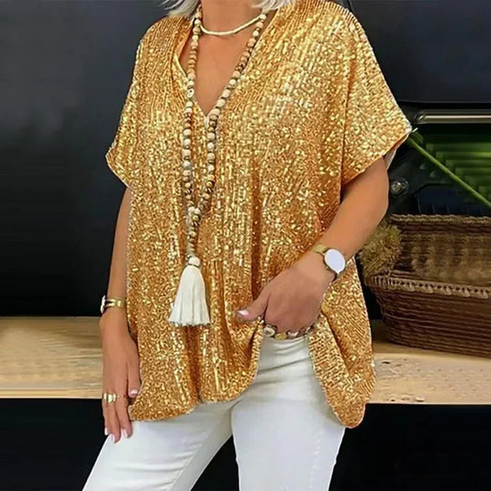 EB | V-Ausschnitt Pailletten Bluse