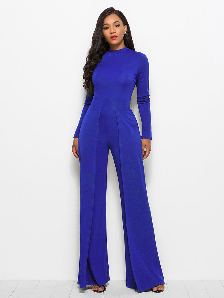 Damen Eleganter und fließender Jumpsuit mit langen Ärmeln EB