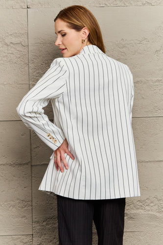 EB | Gestreifter Reverskragen Langarm Blazer