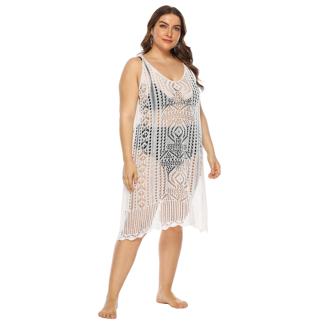 Damen gehäkelter Strandüberwurf mit floralem Design EB